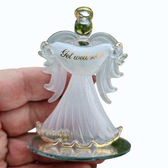 LaVori Originals Elegant Glass and 22 KT Gold "Get Well Soon" Angel Figurine - Picture 9 of 12